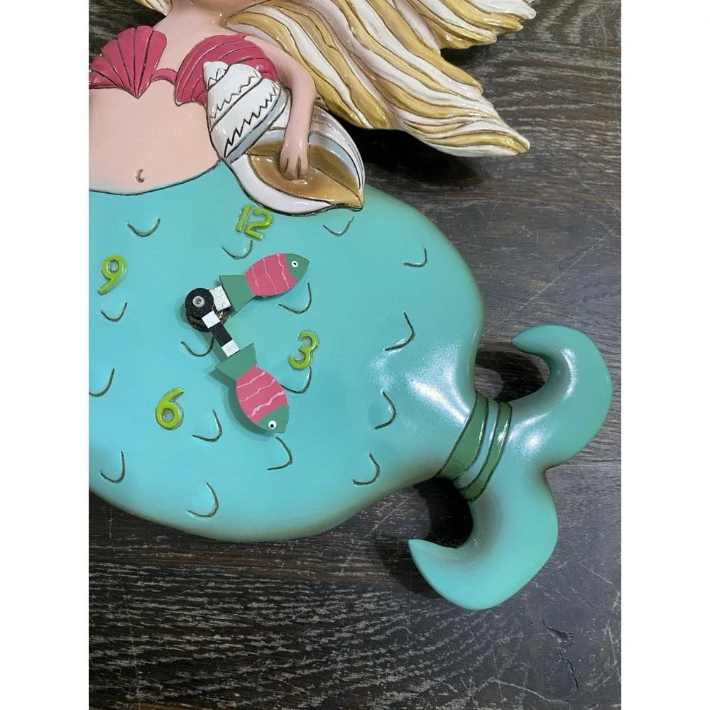 Allen Designs Shelley Mermaid Wall Clock Hair Green Tail Missing Pendulum